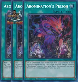 Yugioh! 3x Abomination's Prison RA02-EN064 Secret Rare 1st Ed NM - Image 1