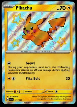 Pokemon Pikachu 131/091 SV: Paldean Fates Holo Shiny Rare TCG Card English NM - Image 1