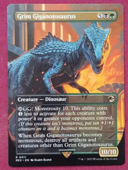 Magic The Gathering JURASSIC WORLD GRIM GIGANOTOSAURUS black/green card MTG - Image 1