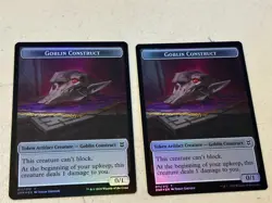 2 x mtg foil token Angel Warrior // Goblin Construct, 001/011, Zendikar Rising - Image 1