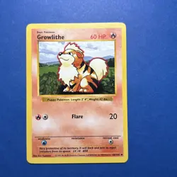 1999 Pokemon Base Set Shadowless Growlithe 28/102 LP Card - Image 1