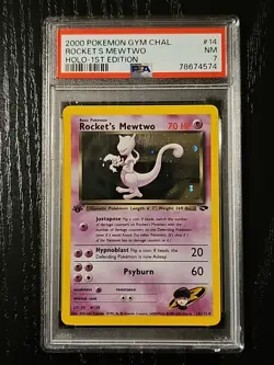 2000 Pokemon Gym Challenge 1st Edition Rocket's Mewtwo Holo Rare 14/132 PSA 7 NM - Image 1