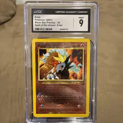 CGC 9 MINT Entei 2001 Black Star Movie Promo 34 Reverse Holo Pokemon Card - Image 1