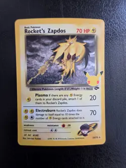 Rocket's Zapdos 15/132 Holo Rare Classic Collection Celebrations Pokemon Card NM - Image 1