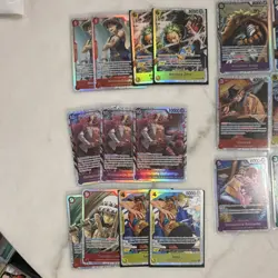 Bandai One Piece Holo Card Lot 24 Monkey D. Luffy Zoro Doflamingo Sanji Law - Image 3