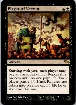 MTG Magic The Gathering Plague of Vermin Shadowmoor Played See Scan - Image 1