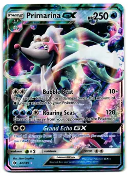 Primarina GX 42/149 - Sun & Moon Rare GX Pokemon TCG Holo - M/LP Card - Image 1
