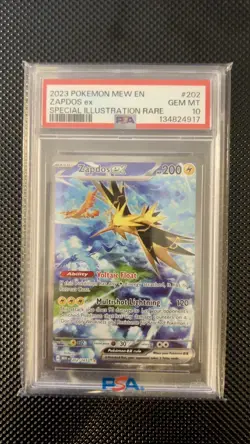 2023 Pokemon Mew EN-151 Zapdos EX Special Illustration Rare PSA 10 #202 Gem Mint - Image 1