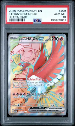 2025 POKEMON DRI EN-DESTINED RIVALS ULTRA RARE #209 ETHAN'S HO-OH EX PSA 10 - Image 1
