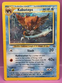 Kabutops 6/75 Neo Discovery Holo Vintage Pokemon Card - Damaged - Image 1
