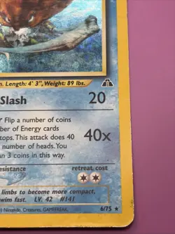 Kabutops 6/75 Neo Discovery Holo Vintage Pokemon Card - Damaged - Image 5
