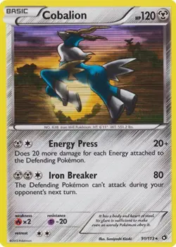 Cobalion 91/113 Holo Legendary Treasures Pokemon Card NM - Image 1