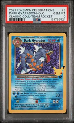 2021 Pokemon Celebrations Classic Collection #8 Dark Gyarados Holo PSA 10 - Image 1