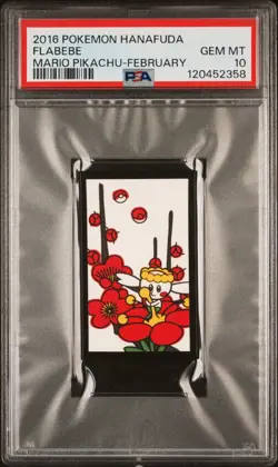 2016 POKEMON HANAFUDA MARIO PIKACHU FEBRUARY FLABEBE PSA 10 - Image 1