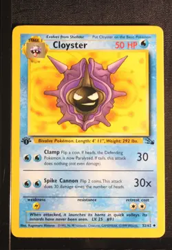 PSA 8 NEAR MINT-MINT 1999 Pokemon Fossil #32 Cloyster 1st Edition !!! - Image 3