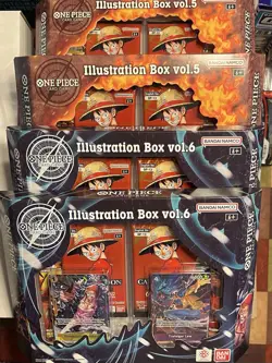Bandai One Piece CCG Illustration Box Vol. 5 + Vol. 6 Bundle Of 4 Boxes Sealed - Image 1