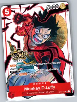 Monkey.D.Luffy - (3rd Anniversary Tournament 3 Brothers) ST01-012 - One Piece NM - Image 1
