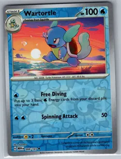 Wartortle - 008/165 Reverse Holo SV: Scarlet & Violet 151 - Pokemon Card - NM - Image 1