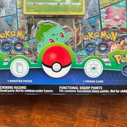 Pokemon GO TCG Pin Collection Bulbasaur 3 Booster Packs Badge Foil Promo Card - Image 2