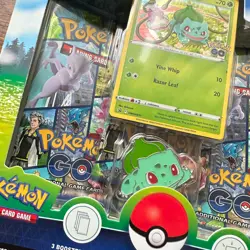Pokemon GO TCG Pin Collection Bulbasaur 3 Booster Packs Badge Foil Promo Card - Image 4