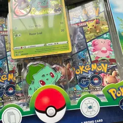 Pokemon GO TCG Pin Collection Bulbasaur 3 Booster Packs Badge Foil Promo Card - Image 5