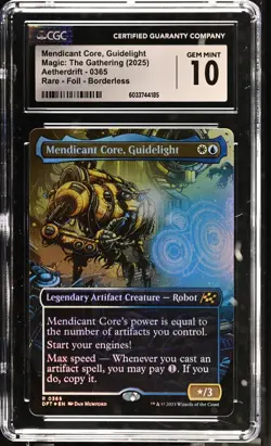 MENDICANT CORE, GUIDELIGHT Aetherdrift Borderless Foil Rare CGC 10 MTG - Image 1
