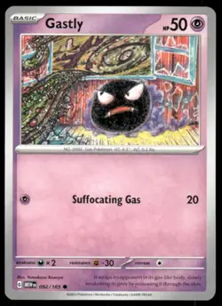 Gastly 92/165 Pokemon Trading Card - Image 1