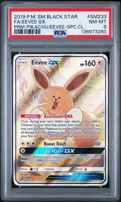 2019 POKEMON SM BLACK STAR PROMO #SM233 FULL ART/EEVEE GX PSA 8 - Image 1