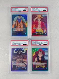 One Piece Cards Super Pre-Release Luffy Crocodile Kaido Kid PSA 10 Sequential - Image 1