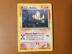 Blaine's Moltres 1/132 Gym Heroes 2000 Holo Rare SWIRL WOTC Pokemon Card LP MP - Image 1