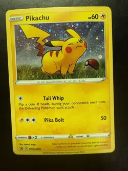 Pokemon TCG Pikachu SWSH039 Black Star Cosmos Holo Promo HD HAT Swirl NM - Image 1
