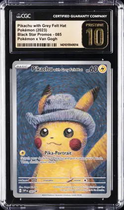 2023 POKEMON BLACK STAR PROMOS #085 PIKACHU WITH GREY FELT HAT CGC 10 PERFECT - Image 1