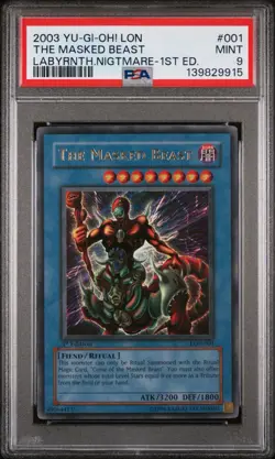 The Masked Beast LON-001 Labyrinth of Nightmare 1st Edition PSA 9 Mint Yu-Gi-Oh - Image 1
