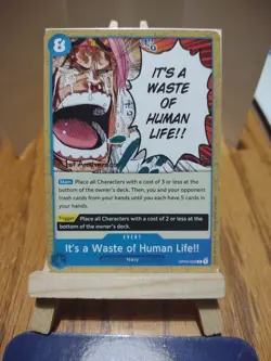 It's a Waste of Human Life!! OP05-058 1st Anniversary Stamped One Piece Card. - Image 1