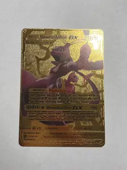 Mewtwo & Mew GX Tag Team 270 HP Gold Foil Fan Art Display Card 71/236 NM - Image 1