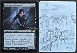 SKETCHED MtG _ E Deschamps Magic 2011 [M11] Artist Proof _ CAPTIVATING VAMPIRE - Image 1