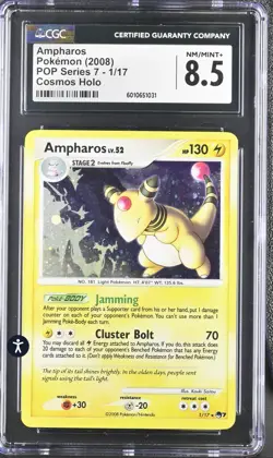 Pokemon POP Series Promos 7 1/17 Ampharos 2008 Cosmos Holo Rare CGC 8.5 NM/MINT+ - Image 2