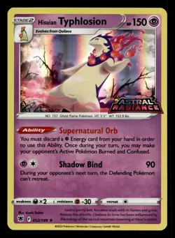 Hisuian Typhlosion 052/189 Rare Astral Radiance Pre-Realese Stamp Pokemon NM - Image 1