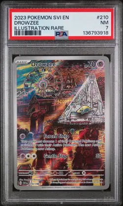 Pokemon TCG - PSA 7 (Pop 289) 2023 Drowzee, Illustration Rare, SV: Base Set, 210 - Image 1