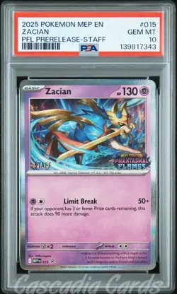 PSA 10 Zacian Staff 015 Prerelease Promo Phantasmal Flames Pokemon - Image 1