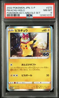 2022 POKEMON JPN S PROMO POKEMON GO CARD FILE SET #272 PIKACHU-HOLO PSA 8 - Image 1