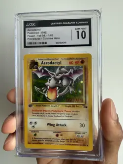 1999 Pokemon Fossil 1st Ed Prerelease Promo Aerodactyl Holo Rare 1/62 CGC 10 PSA - Image 1