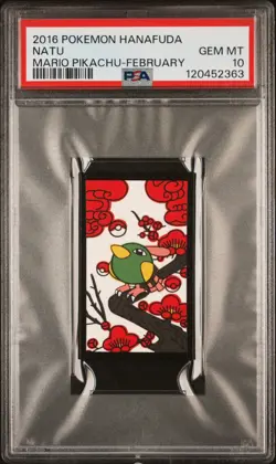 2016 POKEMON HANAFUDA MARIO PIKACHU FEBRUARY NATU PSA 10 - Image 1