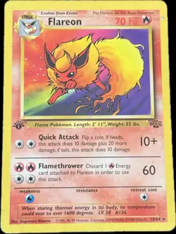 Pokemon Card Flareon 19/64 Non Holo Jungle Set 1st Edition Rare 1999 066💎LP💎 - Image 1