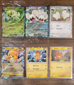 6 Card Set Paldea Adventure Chest Promo Sprigatito EX Pawmot Maushold + 3 Cosmos - Image 1