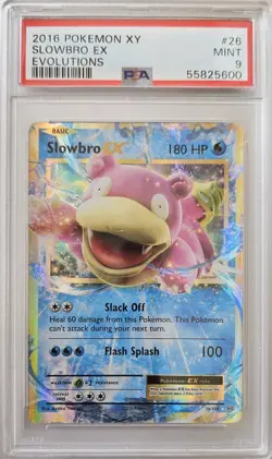 2016 Pokemon XY Evolutions Slowbro EX #26 Holo Card PSA 9 Mint - Image 1