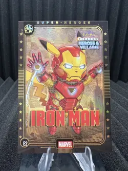 Iron Man (Pikachu) #E2 - Gold Holo - Heros & Villains Flash Edition Pokemon - Image 1