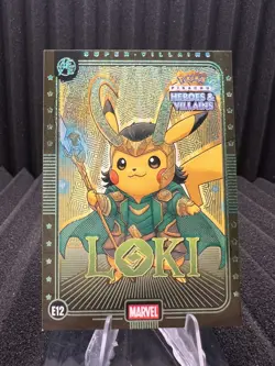 Loki (Pikachu) #E12 - Green Holo - Heros & Villains Flash Edition Pokemon - Image 1