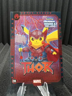 Thor (Pikachu) #E15 - Red Holo - Heros & Villains Flash Edition Pokemon - Image 1