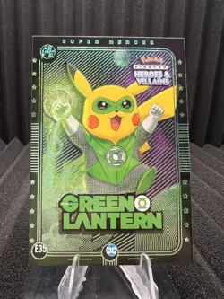 Green Lantern (Pikachu) #E35 Green Holo - Heros & Villains Flash Edition Pokemon - Image 1